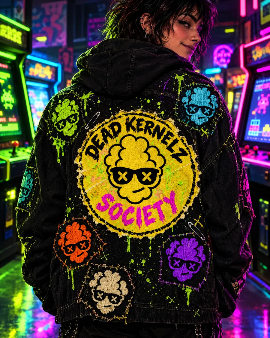 Back of a patched DKS hoodie with the Society badge (concept photo)