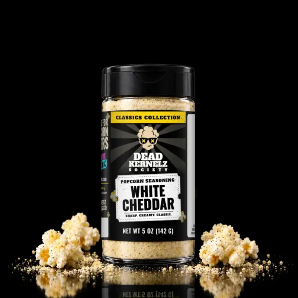 White Cheddar popcorn seasoning bottle, Dead Kernelz Society Classics Collection